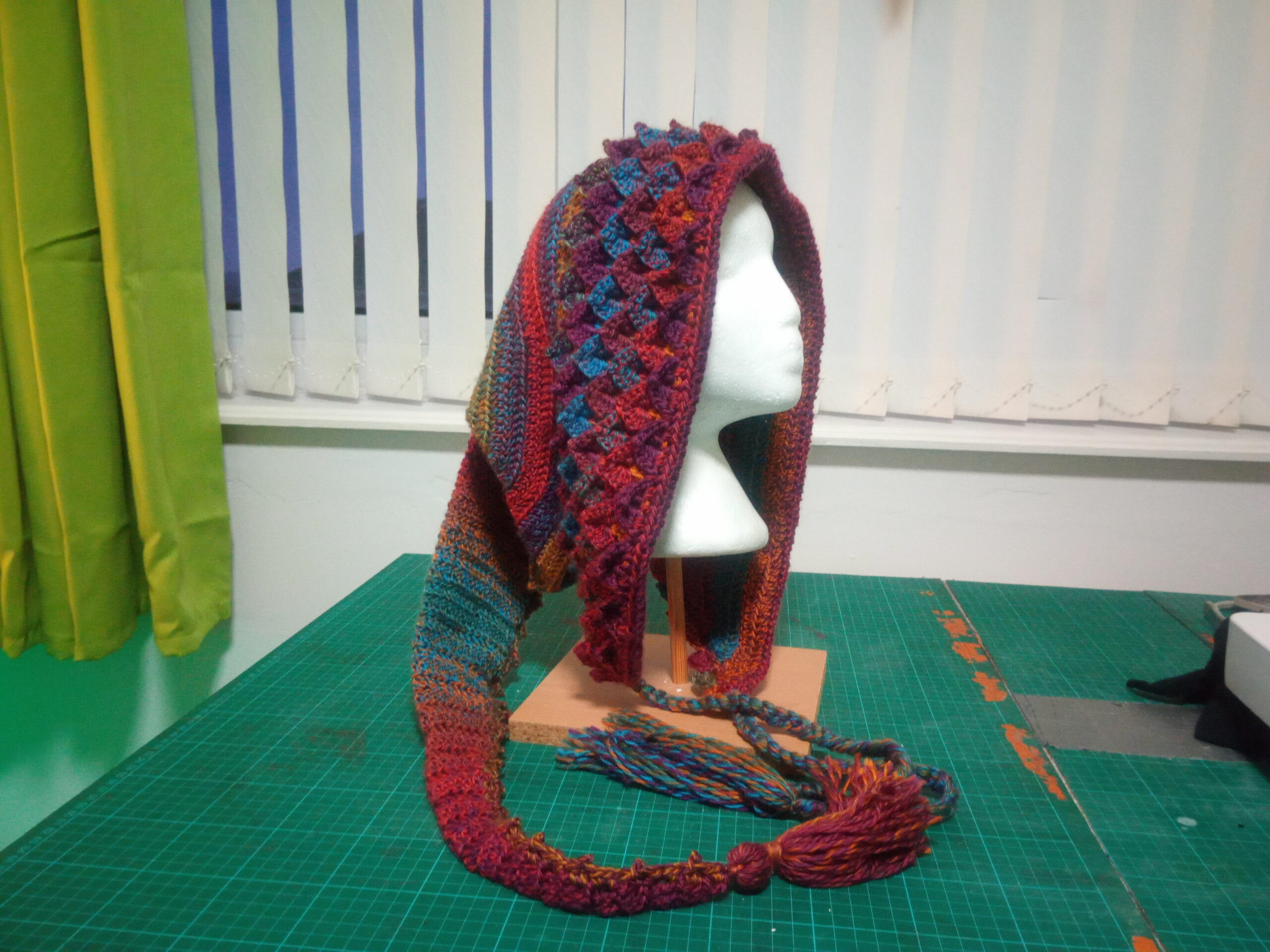 Dark variegated pixie hood