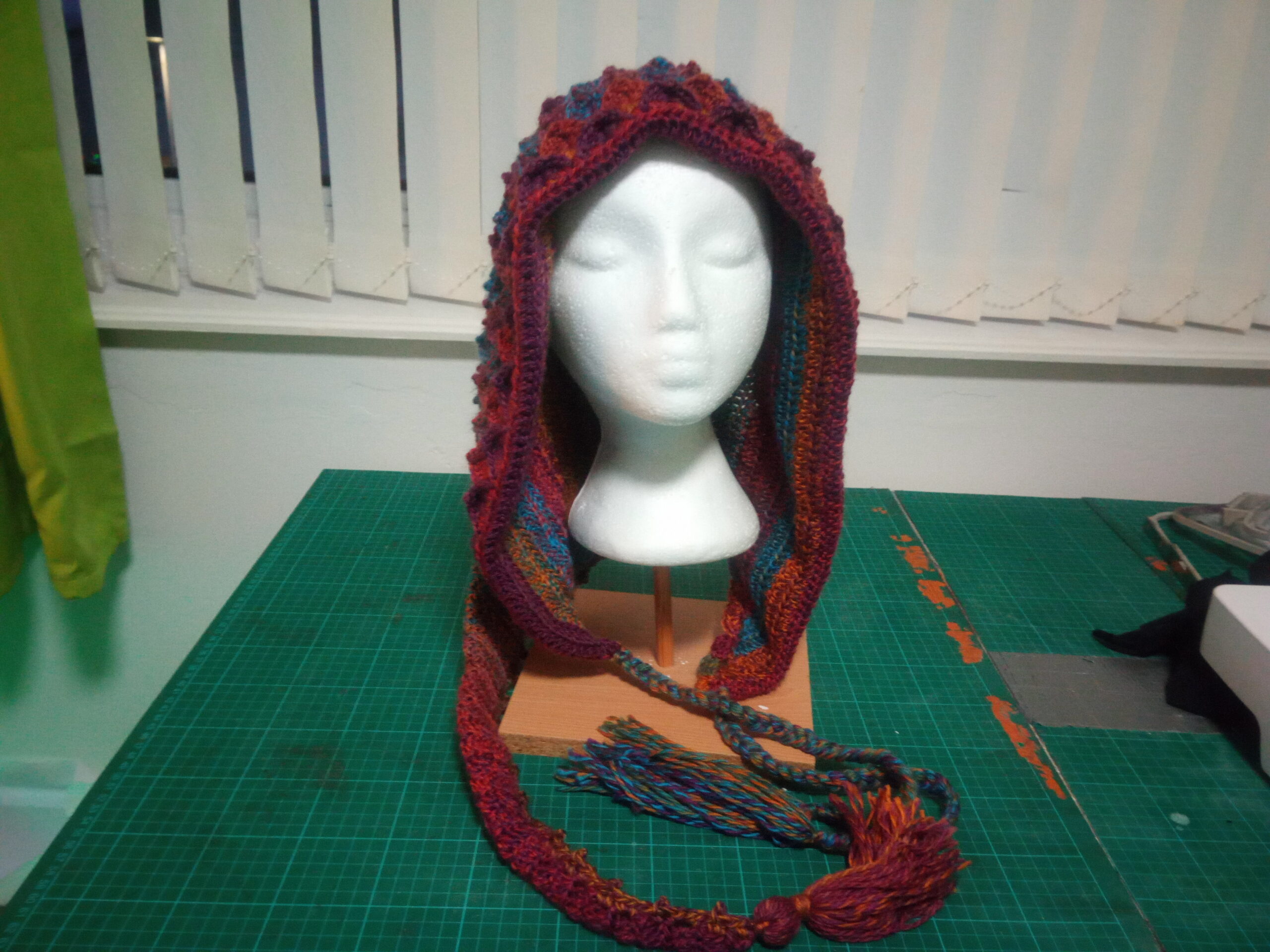 Dark variegated pixie hood